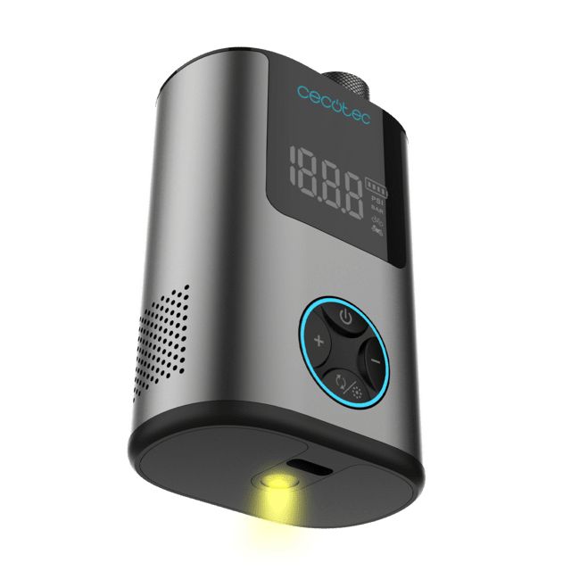 A01_EU01_106113 - Inflador elctrico CECOTEC Mini Air Max para bicicleta, moto, coche, patinetes y balones. Con doble batera de 600 mAh y capacidad inflado de hasta 150psi para dos neumticos de bicicleta (A01_EU01_106113)
