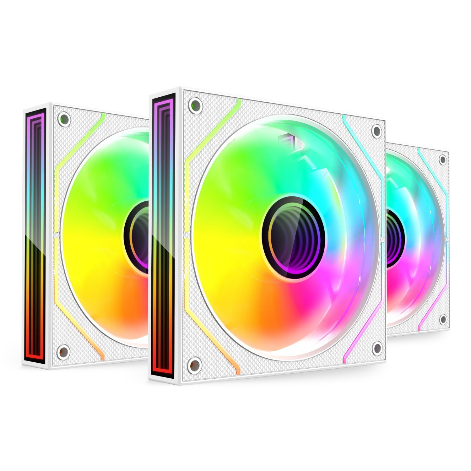 MF3DPROKITW - Ventilador MARS GAMING ARGB 3Unidades, 120mm, con HUB ARGBy mando a distancia. Blanco (MF3DPROKITW)