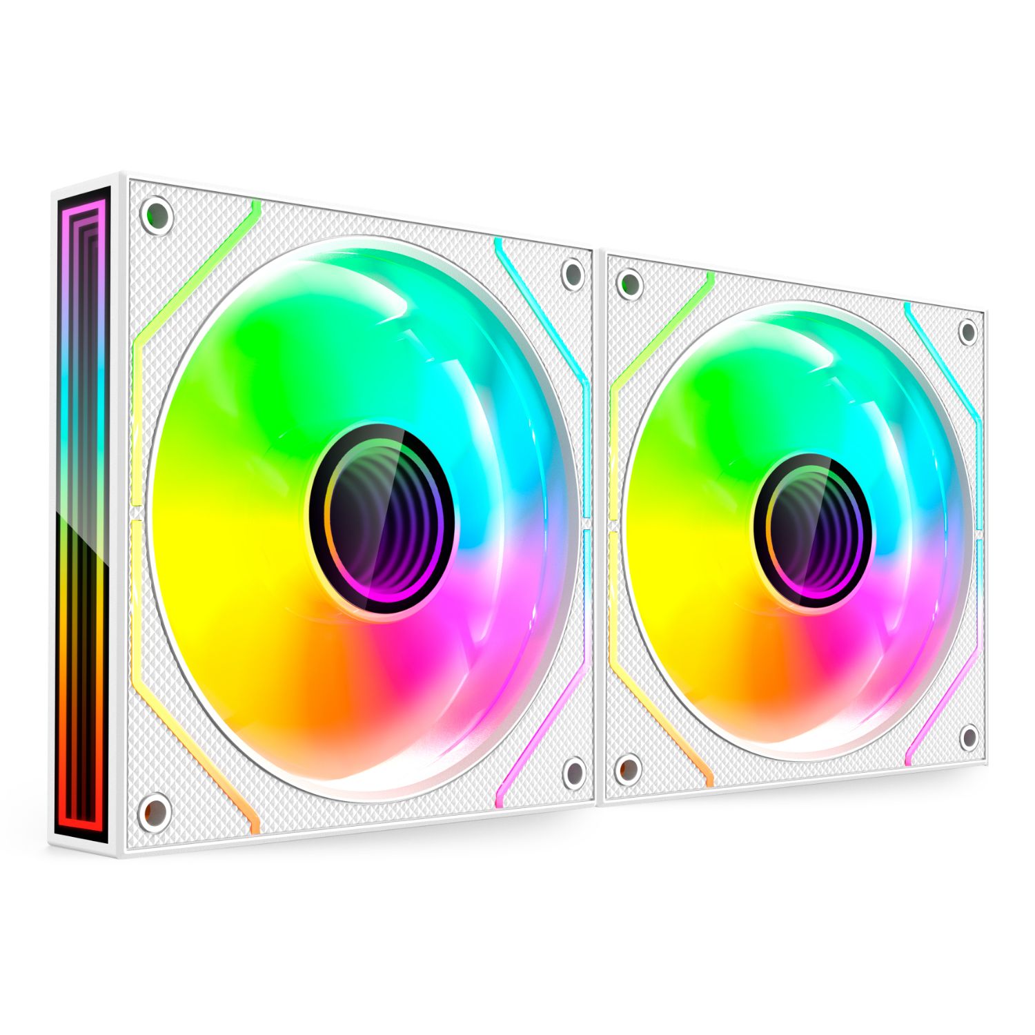 MF3DPROX2W - Ventilador MARS GAMING 2Unidades, 120mm, ARGB Triple Infinity Mirror 360, Blanco (MF3DPROX2W)