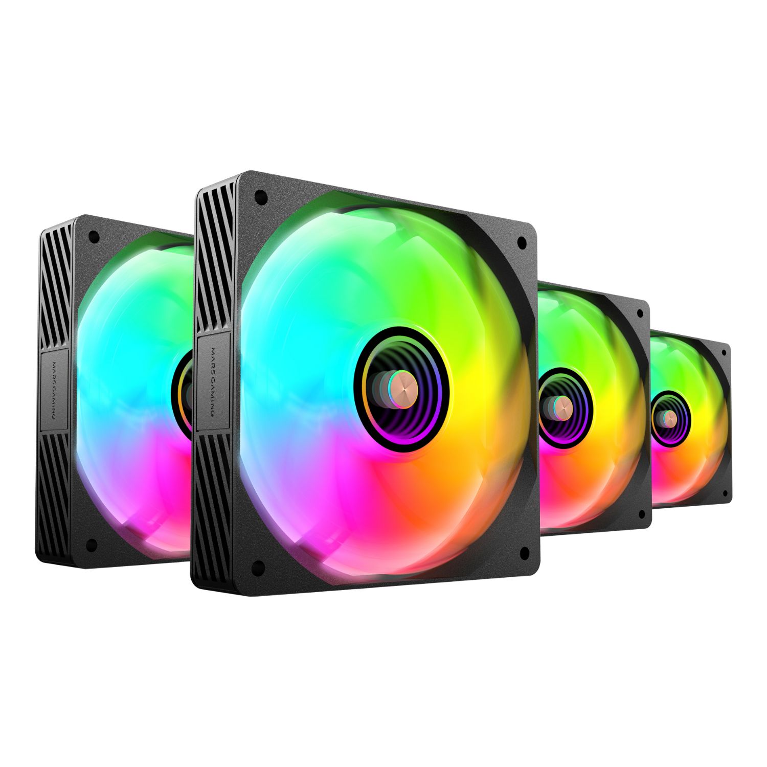 MFSI4KIT - Kit MARS GAMING 4Ventiladores ARGB 120mm Negros +Hub con mado a distancia. (MFSI4KIT)