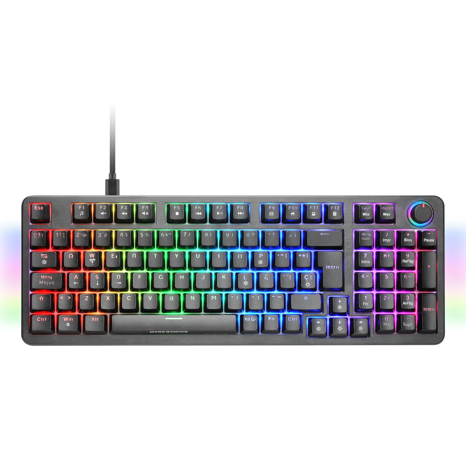 MKPROYES - Teclado MARS GAMING RGB Chroma Antighosting Switch Silent, Usb2.0, Negro (MKPROBES)