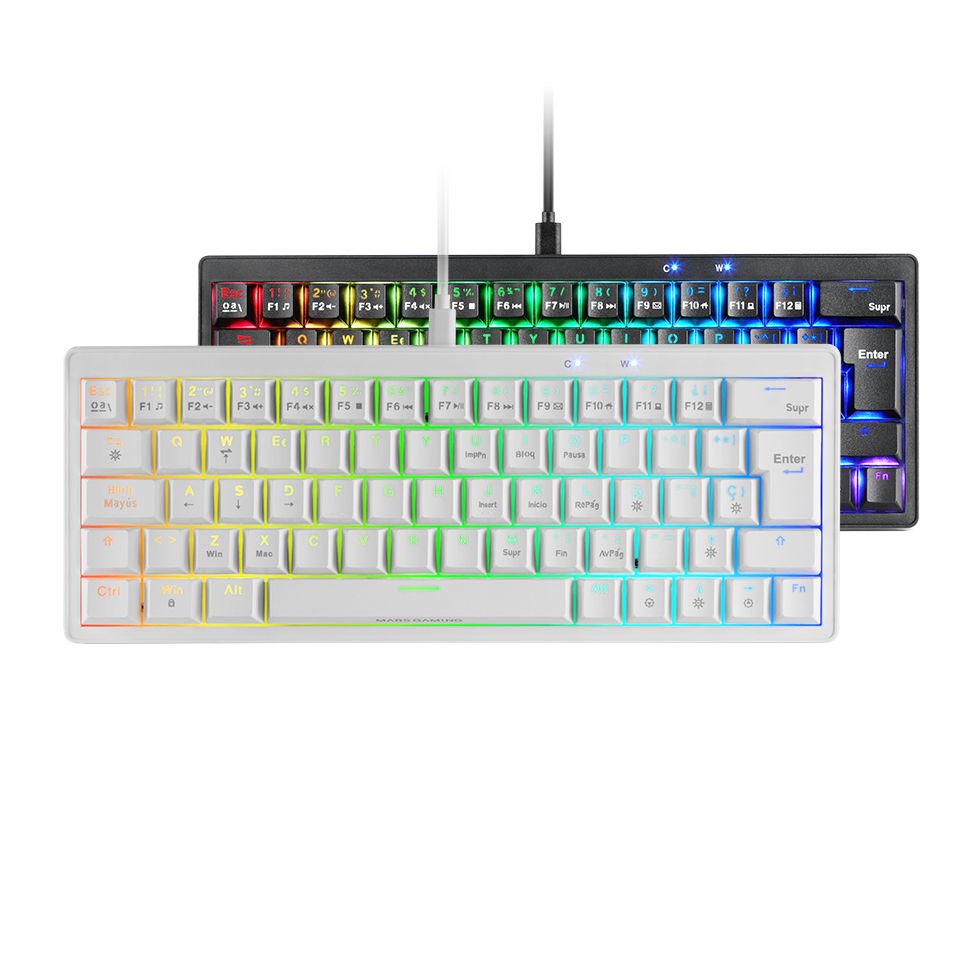 MKMINIPROWBRES - Teclado MARS GAMING mecnico RGB Chroma Switch marrn, Blanco (MKMINIPROWBRES)