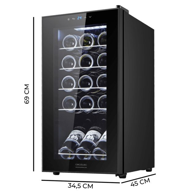 00120 - Vinoteca CECOTEC Bolero GrandSommelier 1550, 15 botellas de capacidad con sistema compresor de enfriamiento, temperatura regulable entre 5-18C y panel de control tctil. (00120)