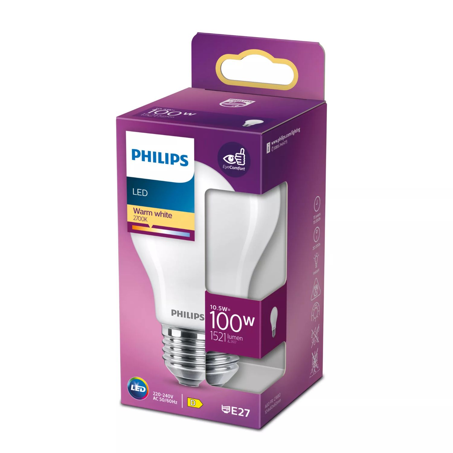 929002026455 - Bombilla LED Philips modelo 929002026455de 100W, casquillo E27, luz clida (WW), acabado mate difuso, no regulable. Ideal para uso domstico o profesional. (929002026455)