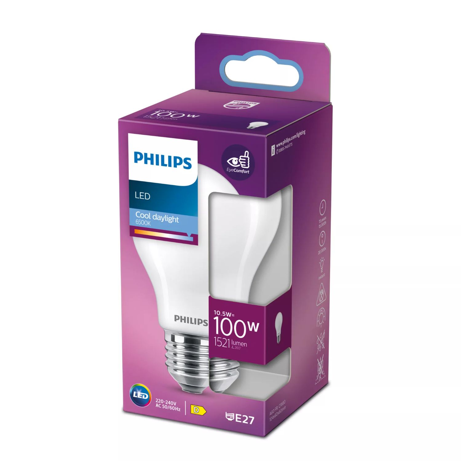 929002026628 - Bombilla LED Philips modelo 929002026628de 100W, casquillo E27, luz da (CDL), acabado mate difuso, no regulable. Ideal para uso domstico o profesional. (929002026628)
