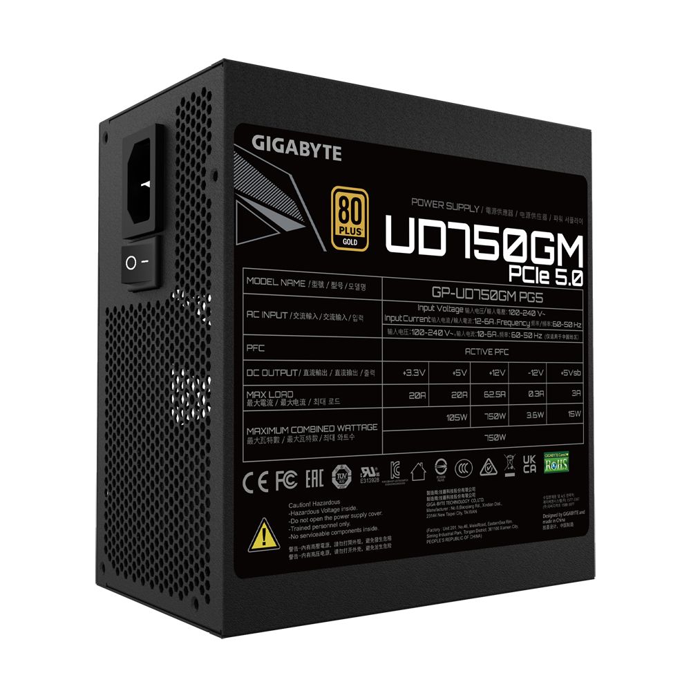 GP-UD750GM PG5 - Fuente GIGABYTE ATX 750W 12cm Modular 80+ Gold Negra (GP-UD750GM PG5)