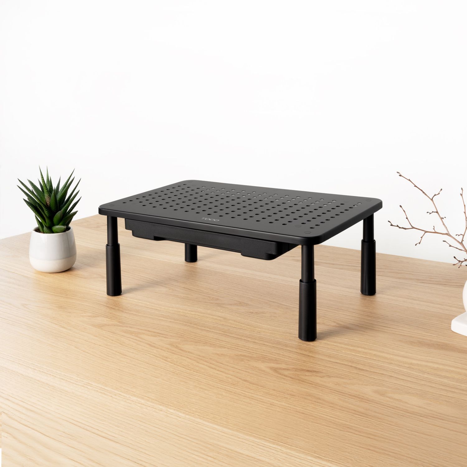 TQMR087 - Soporte Elevador TOOQ con Cajn para Monitor/Porttil, hasta 20Kg, Negro (TQMR087)