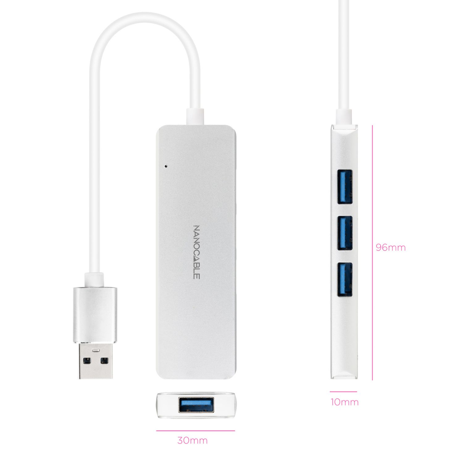 10.16.4602 - Hub Nanocable Usb3.0/M a 4xUsb-A/H Gris (10.16.4602)