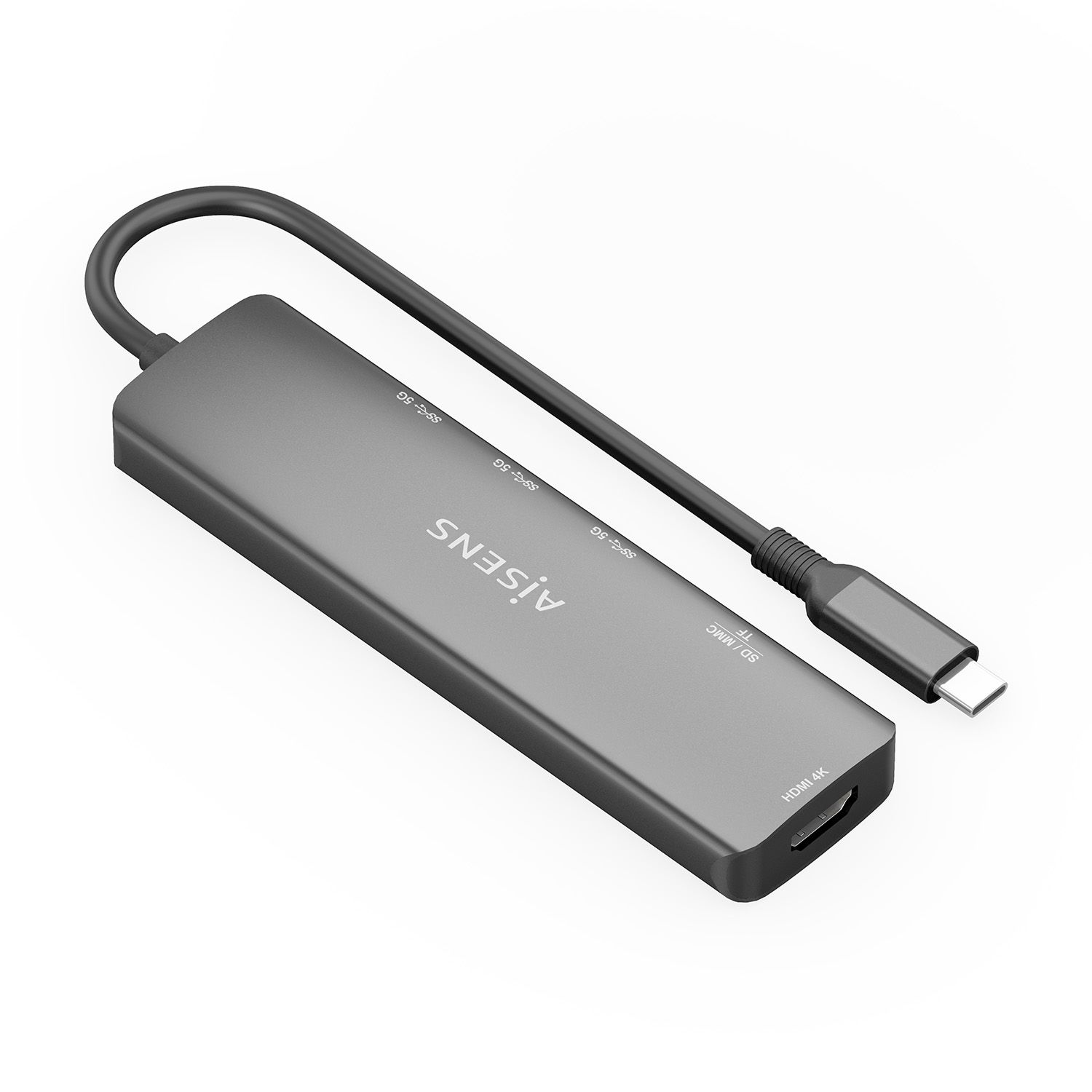 ASUC-6P024-GR - Docking AISENS 6en1 Usb-C a 1xHDMI/ 3xUsb-A/ 1xLector Tarjetas. Gris (ASUC-6P024-GR)