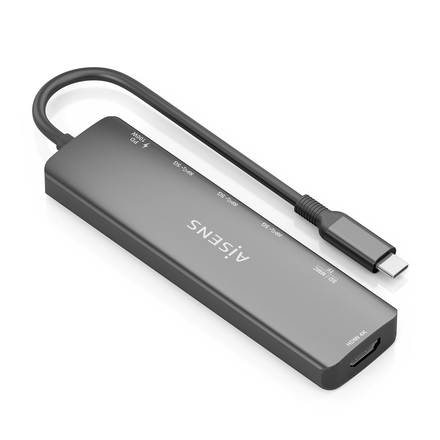 ASUC-7P025-GR - Docking AISENS 7en1 Usb-C a 1xHDMI/ 3xUsb-A/ 1xUsb-C PD/ 1xLector Tarjetas. Gris (ASUC-7P025-GR)