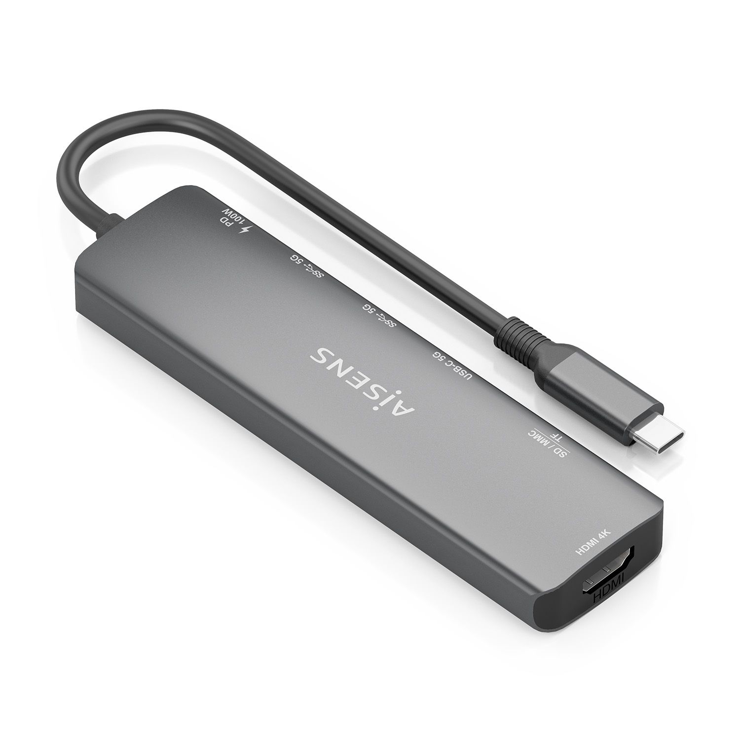 ASUC-7P026-GR - Docking AISENS 7en1 Usb-C a 1xHDMI/ 2xUsb-A/ 1xUsb-C / 1xUsb-C PD/ 1xLector Tarjetas. Gris (ASUC-7P026-GR)