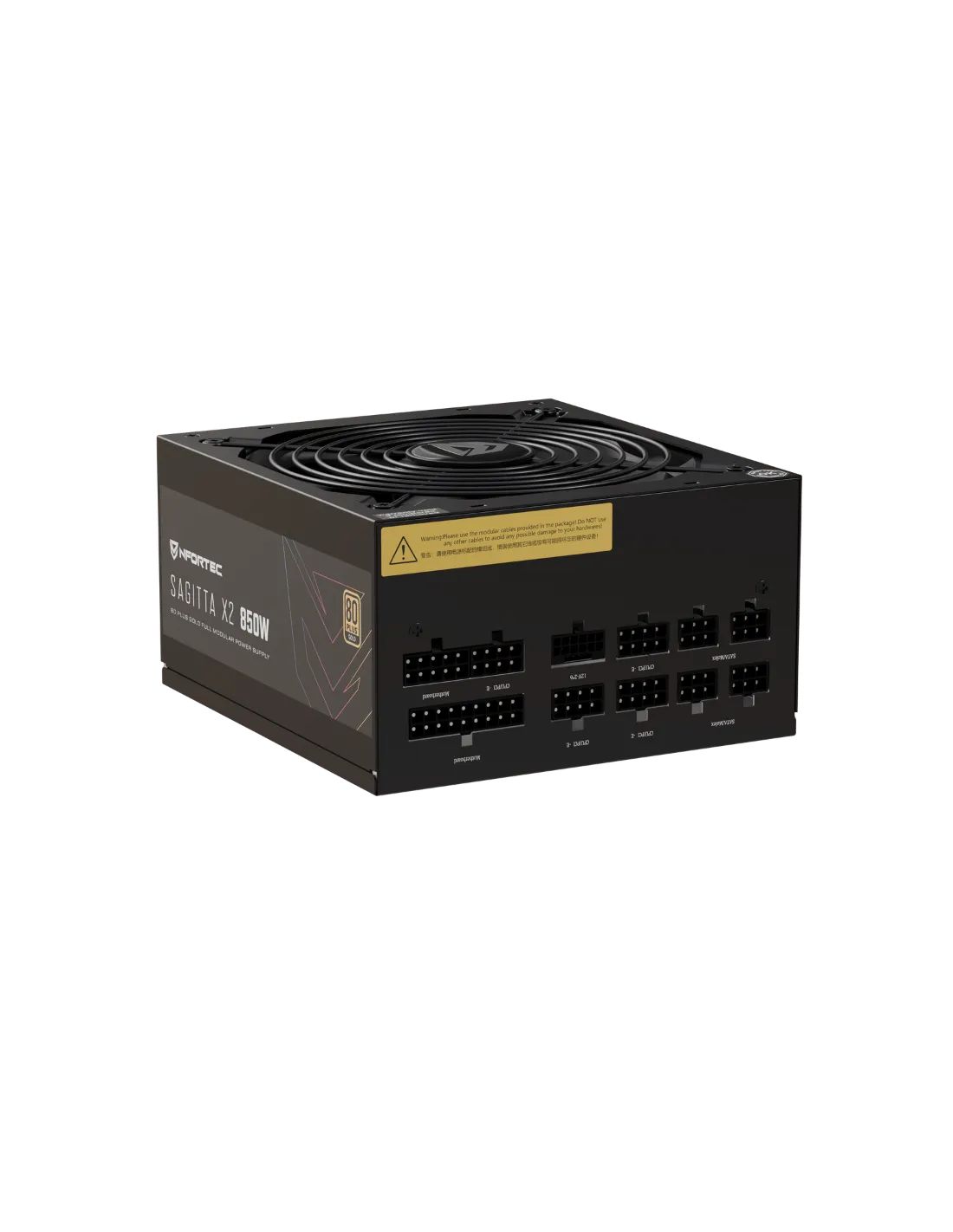 NF-PSU-SAGITTAX2-FM-850W - Fuente Nfortec ATX 850W Full Modular 12cm PCIe 80+ Gold Negra (NF-PSU-SAGITTAX2-FM-850W)