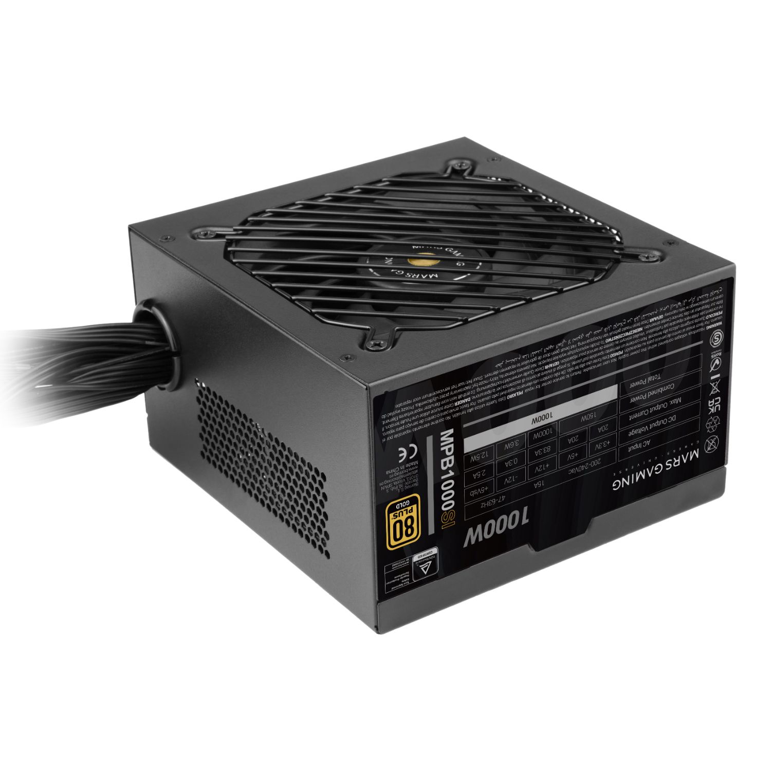 MPB1000SI - Fuente Mars Gaming ATX 1000W Modular 140mm 80+ Bronze Negra (MPB1000SI)