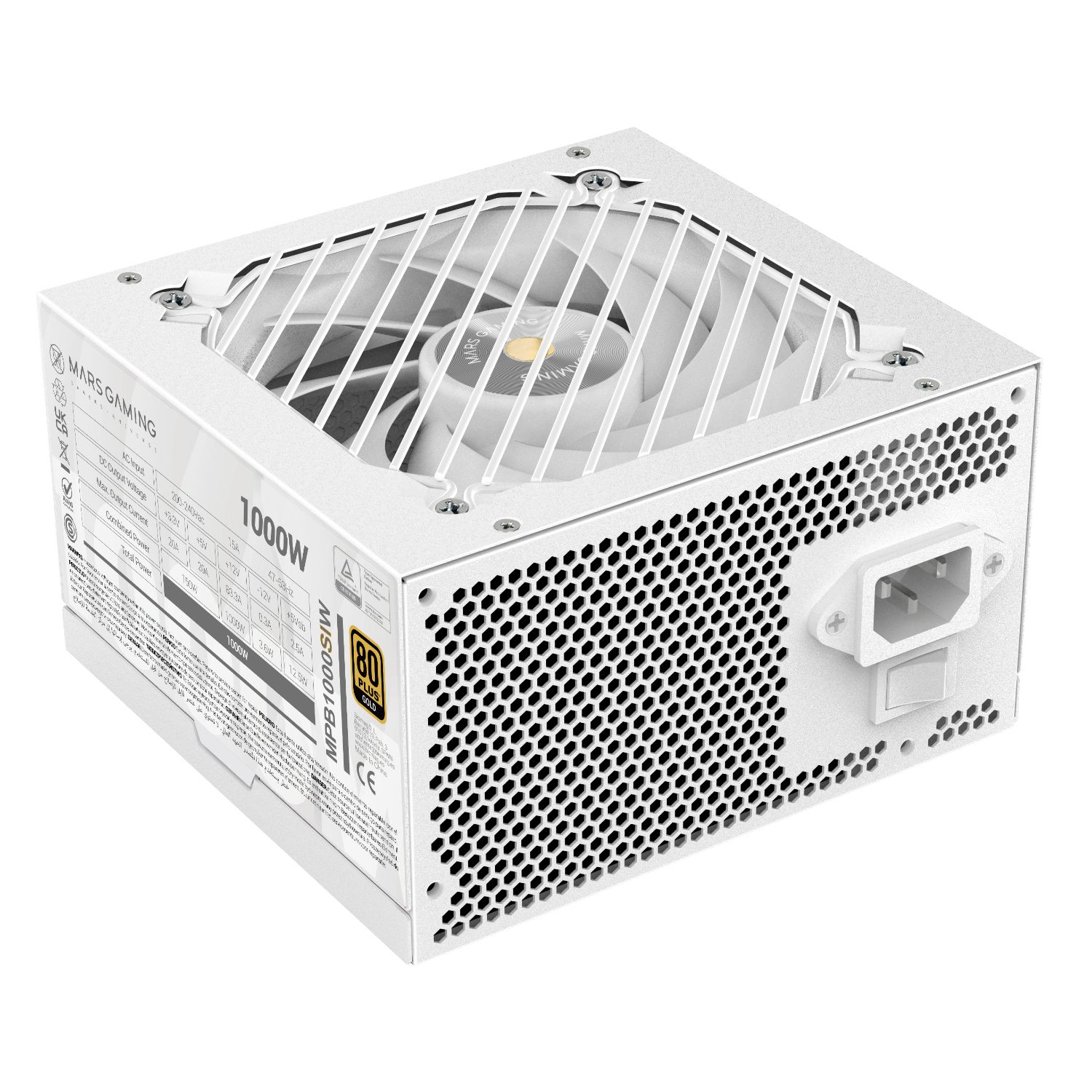 MPB1000SIW - Fuente Mars Gaming ATX 1000W Modular 140mm 80+ Bronze Blanca (MPB1000SIW)