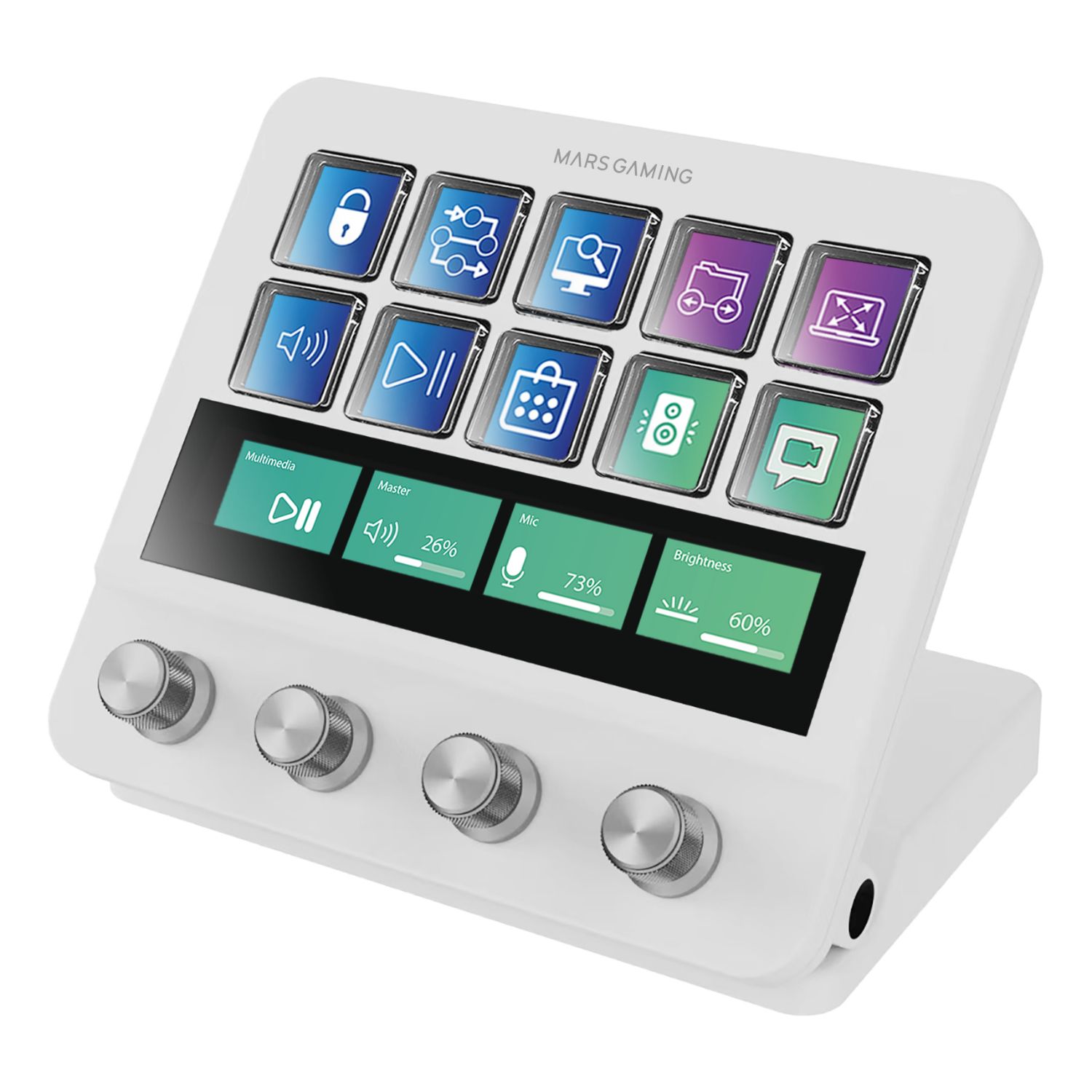 MSDPROW - Control Deck Mars Gaming LCD 10 Teclas Blanco (MSDPROW)