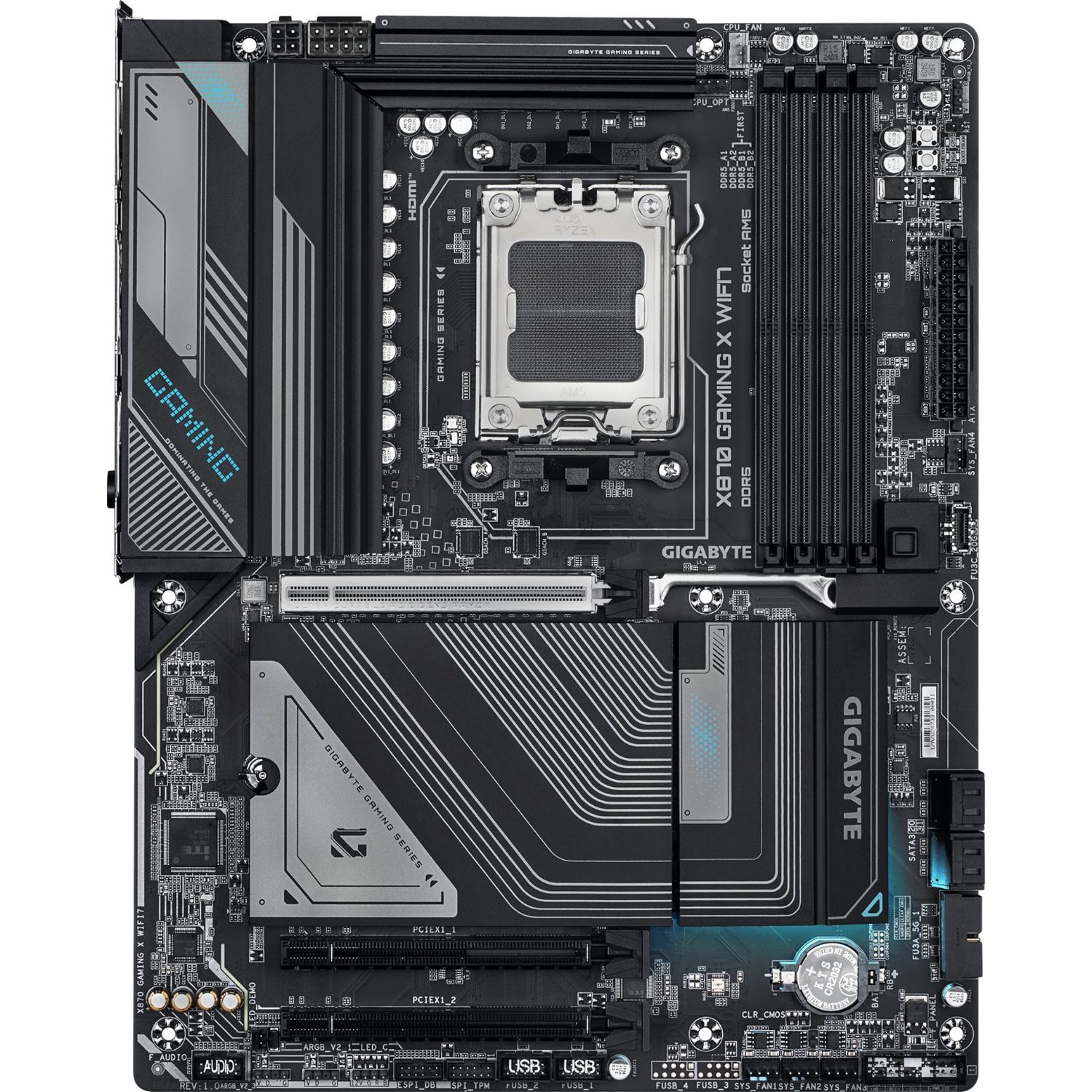 9MX87GX7-00-10 - Placa base GIGABYTE X870 GAMING X WIFI7: (AM5) 4DDR5 M.2 SATA3 USB DP HDMI RJ45 7.1 ATX WiFi 7 Bluetooth 5.4 Ethernet 2.5 GbE