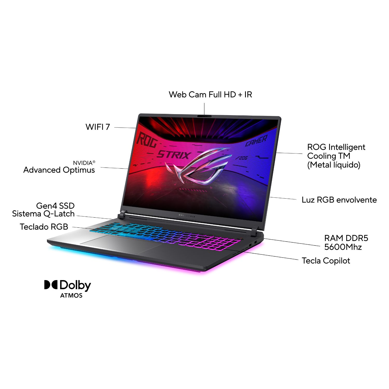 90NR0LE1-M00230 - Porttil Gaming ASUS ROG Strix G815JMR-S8051 i7-14650HX 32Gb 1Tb SSD Cmara Frontal FHD/IR 18