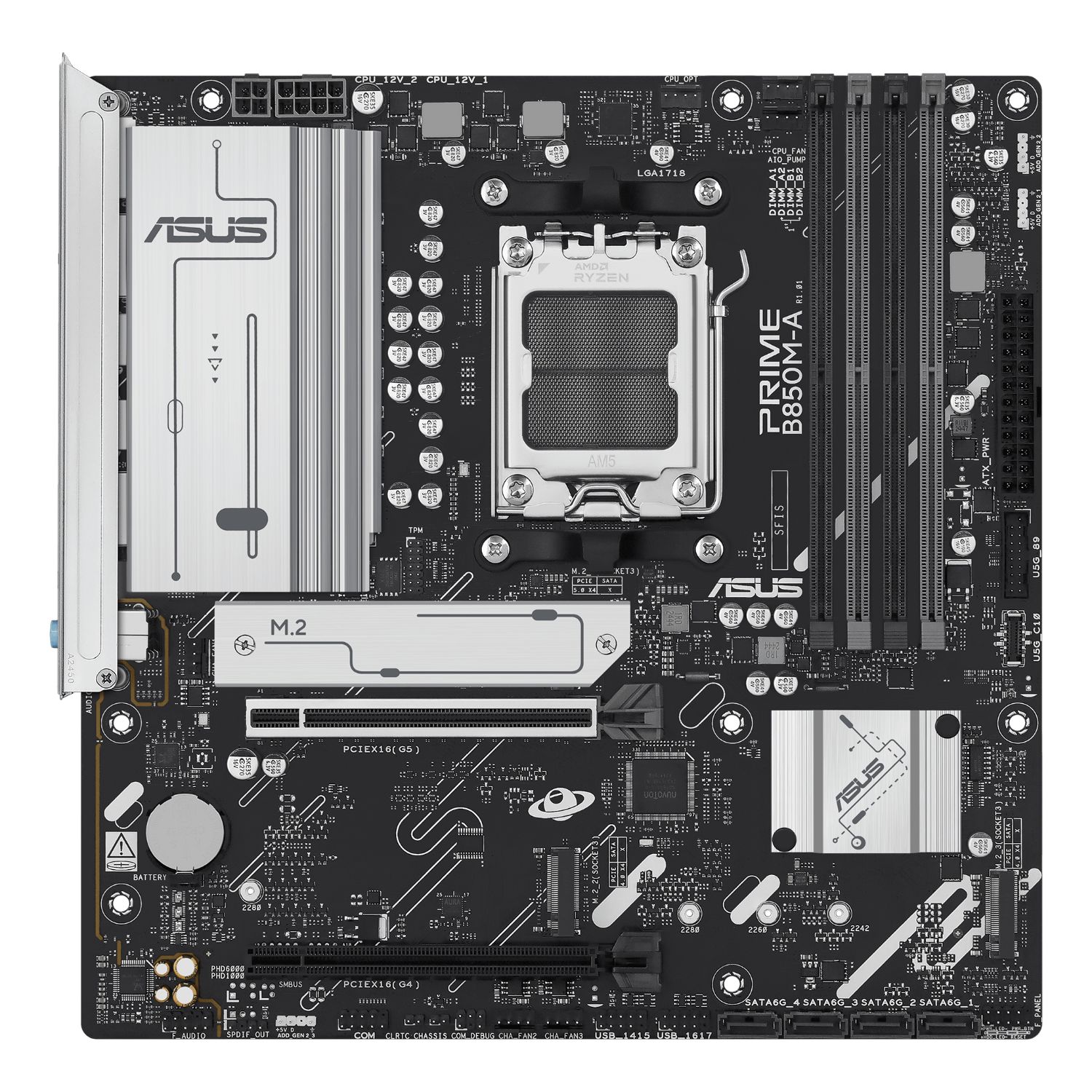 90MB1LQ0-M0EAYC - Placa base ASUS PRIME B850M-A-CSM: (AM5) 4DDR5 M.2 SATA3 USB-A DP HDMI RJ45 7.1 mATX Ethernet 2.5 GbE