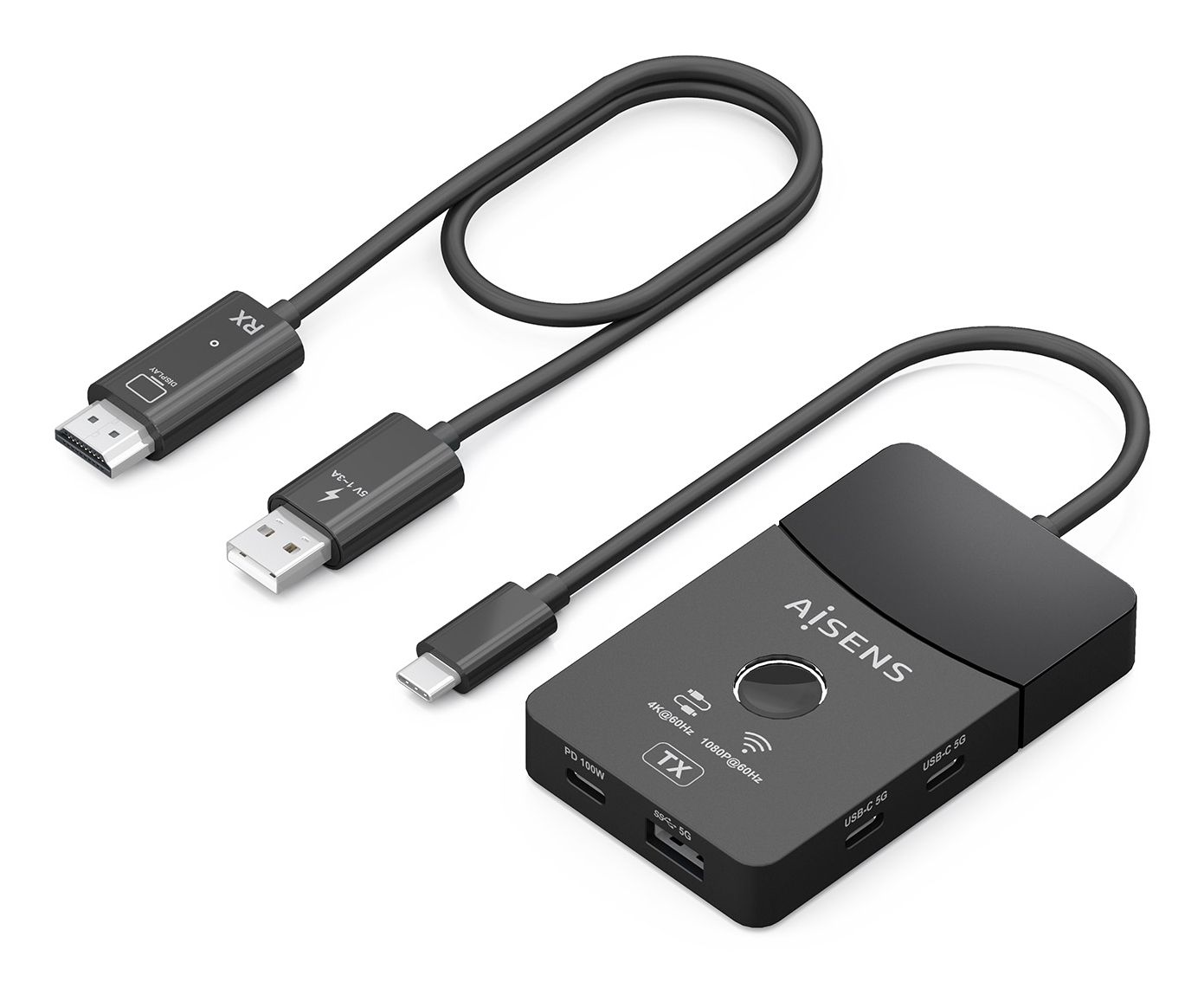 ASWL-H2KDC30M05-BK - Docking Station AISENS USB-C a HDMI FHD/60Hz 1xHDMI 2xUSB-C 1xUSB-A 1xUSB-C PD 100W Negro (ASWL-H2KDC30M05-BK)