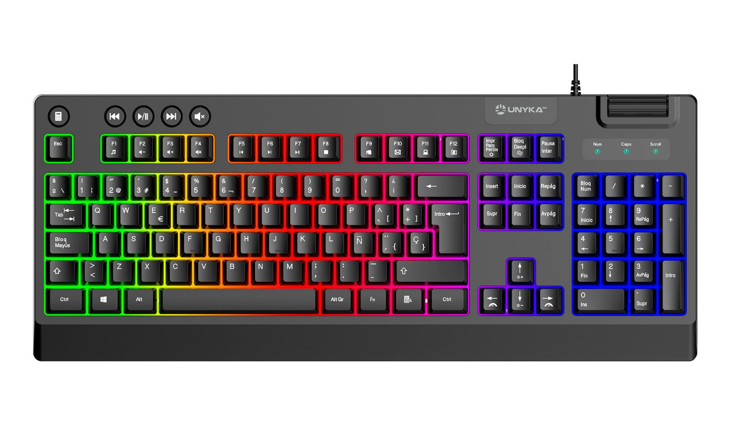 UK594008 - Pack Gaming UNYKA NOVA 4in1 Teclado +Raton +auriculares +Alfombrilla, RGB Negro .(UK594008)