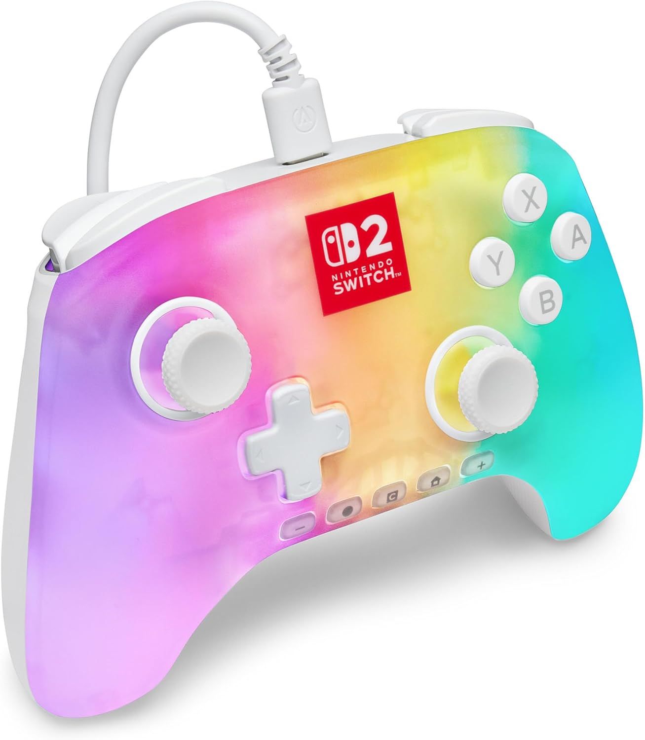 NSGP0524-01 - GamePad PowerANintendo Switch 2 Lumectra Blanco Cable USB-C 3m Iluminaci�n RGB (NSGP0524-01)