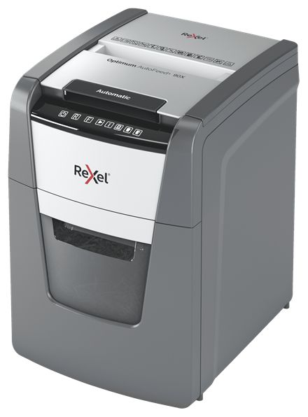 2020090XEU - Destructora Rexel Optimum AutoFeed 90X Papel/Tarjetas de Crdito/Grapas/Clips Corte en Partculas P-4 34L Negra/Gris (2020090XEU)