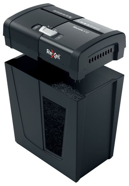 2020124EU - Destructora Rexel Secure X10 Papel/Grapas/Clips Corte en Partculas P-4 18L Negra (2020124EU)