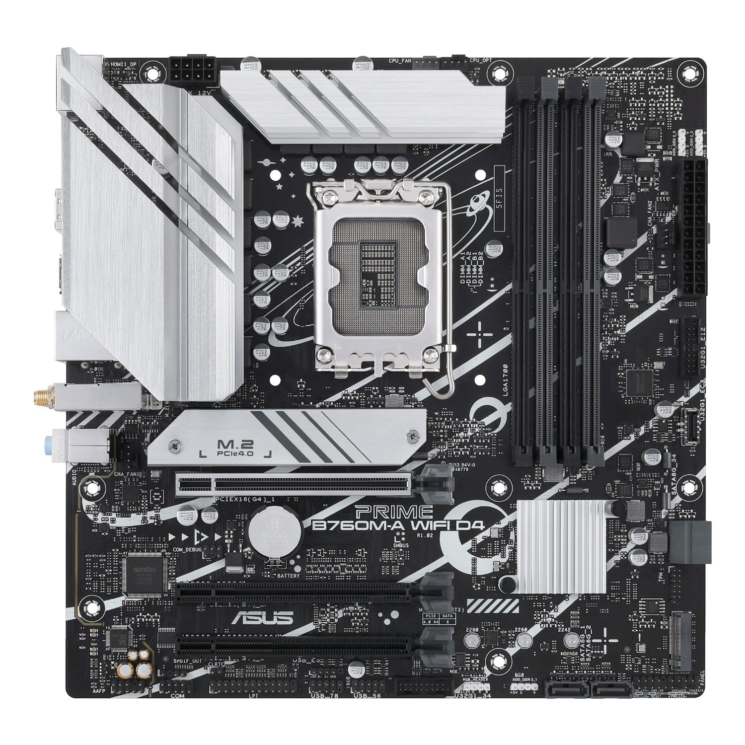 90MB1CX0-M1EAY0 - ASUS PRIME B760M-A WIFI D4:(1700) 2DDR4 HDMI DP Pcie4.0 M.2 Usb3.2 mATX (90MB1CX0-M1EAY0)
