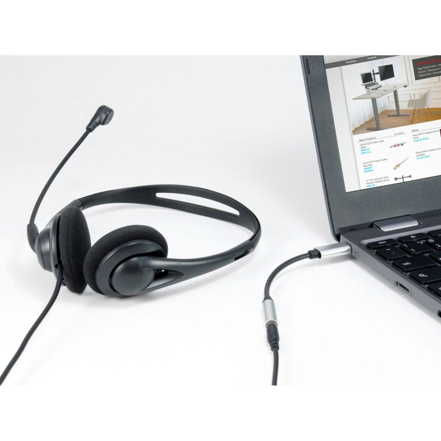 EQ133474 - Adaptador EQUIP USB-C/M a 3.5mm/H 0.15m Negro/Plata (EQ133474)