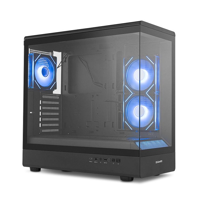 NXHUMMERSIGNALBK - Caja Nox Hummer Signal Frameless Panel Lateral de Cristal Templado ARGB 2xUSB-A 3.0 1xUSB-C 3.1 ATX mATX Negra (NXHUMMERSIGNALBK)