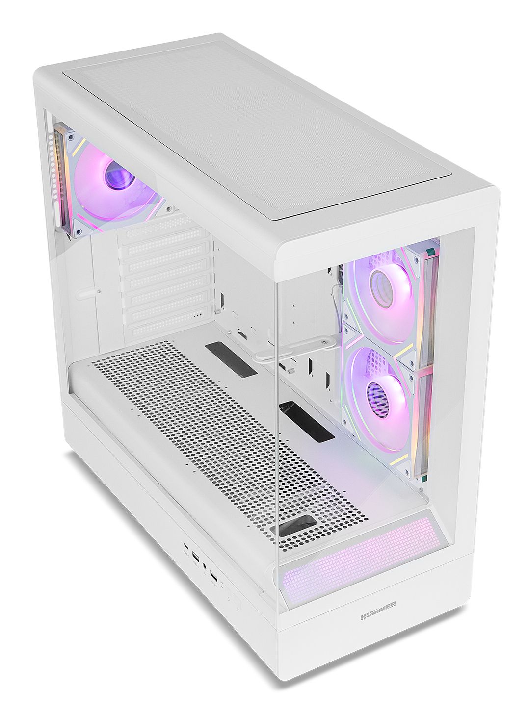 NXHUMMERSIGNALWH - Caja Nox Hummer Signal Frameless Panel Lateral de Cristal Templado ARGB 2xUSB-A 3.0 1xUSB-C 3.1 ATX mATX Blanca (NXHUMMERSIGNALWH)