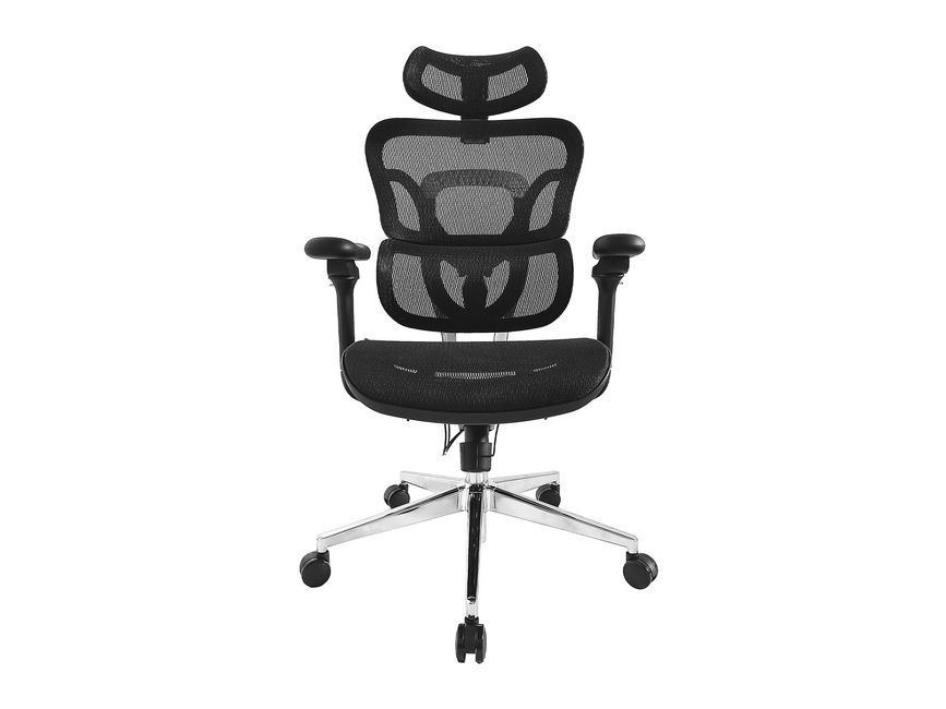 EQ651051 - Silla de Oficina EQUIP Respaldo de Malla Reposabrazos Acolchado/Reposacabezas/Almohada Lumbar Mx. 150Kg Negra (EQ651051)