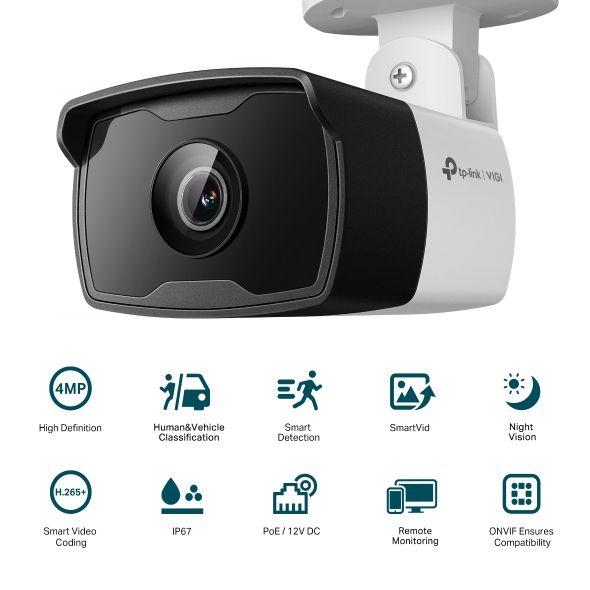 VIGI C340I(6MM) - Cmara IP TP-Link 3mp Tipo Bullet Sensor CMOS Ethernet Exterior Visin Nocturna IR Techo/Pared/Poste Negra/Blanca (VIGI C340I 6MM)