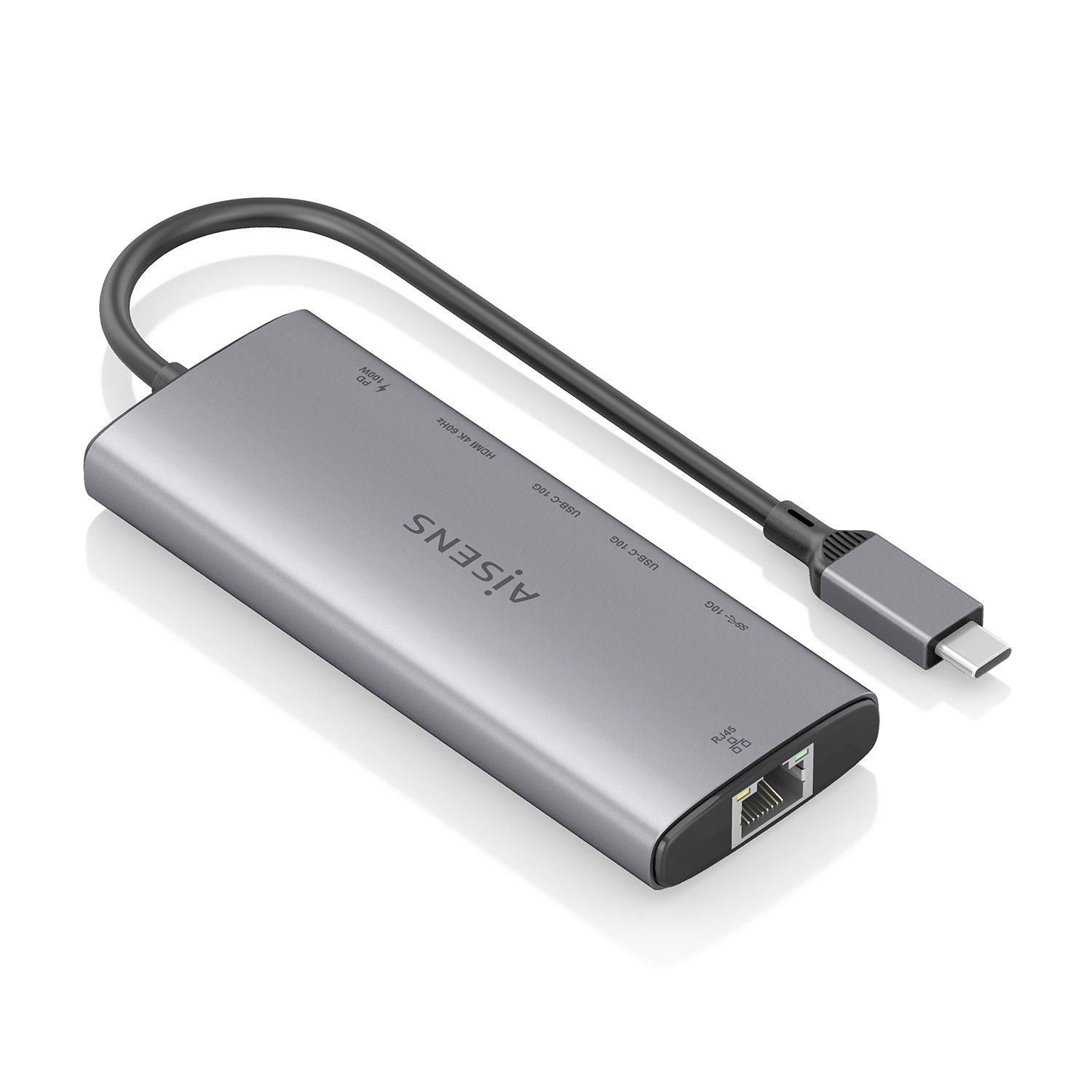ASUC-6P030-GR - Docking Station AISENS 6en1 USB-C 3.0 a 1xUSB-A/2xUSB-C PD 100W/1xHDMI/1xRJ45 4K/60Hz Gris (ASUC-6P030-GR)