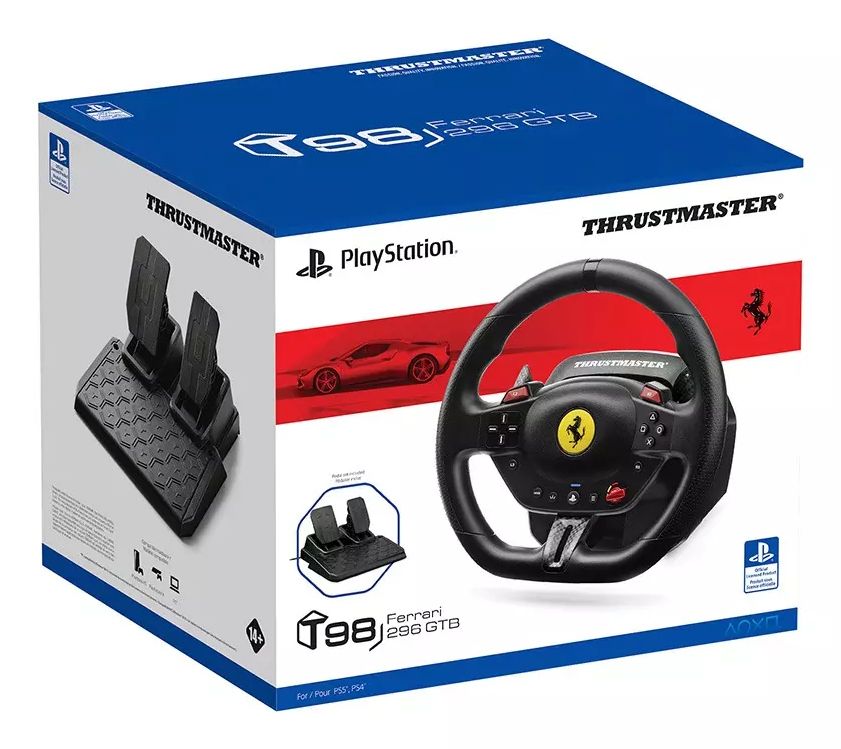 4160880 - Volante Thrustmaster T98 Ferrari 296 GTB, con pedales, para PS5/PS4/PC. (4160880)