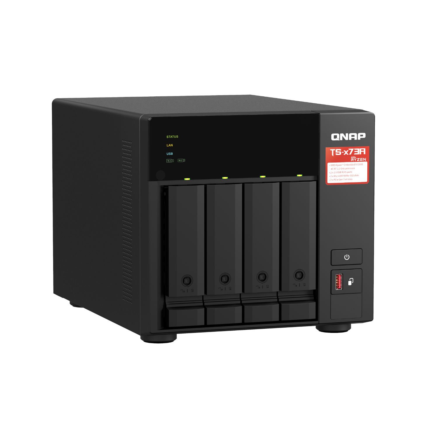 TS-473A-8G - Nas QNAP Ryzen V1500B 8Gb 2M.2 4Bahas 2x2.5Gbe (TS-473A-8G)