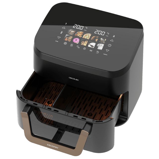 A01_EU01_101138 - Freidora Aire Cecotec Cecofry&Grill Smokin 11000, con triple grill en la parte superior e inferior, ahumador, 11L, 2900W, pared divisoria mvil para optar entre dos cestillos con temperatura dual o convertirse en una sola cubeta. (A01_EU01_101138)