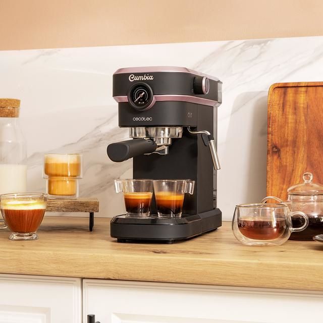 01574 - Cafetera Express Cecotec Cafelizzia 890 Rose Pro, sistema calentamiento por thermoblock, 20 bares, modo Auto para 1 y 2 cafs, vaporizador orientable, conducto de agua para infusiones y manmetro para medir la presin. (01574)
