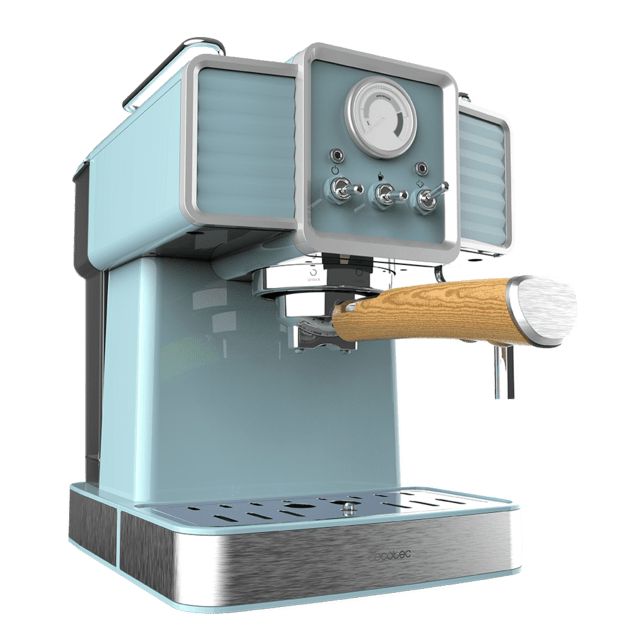 01628 - Cafetera Cecotec Power Espresso 20 Tradizionale Light Blue, para espressos y cappuccinos, rpido Sistema de Calentamiento por thermoblock, 20 Bares, manmetro PressurePro y vaporizador orientable. (01628)