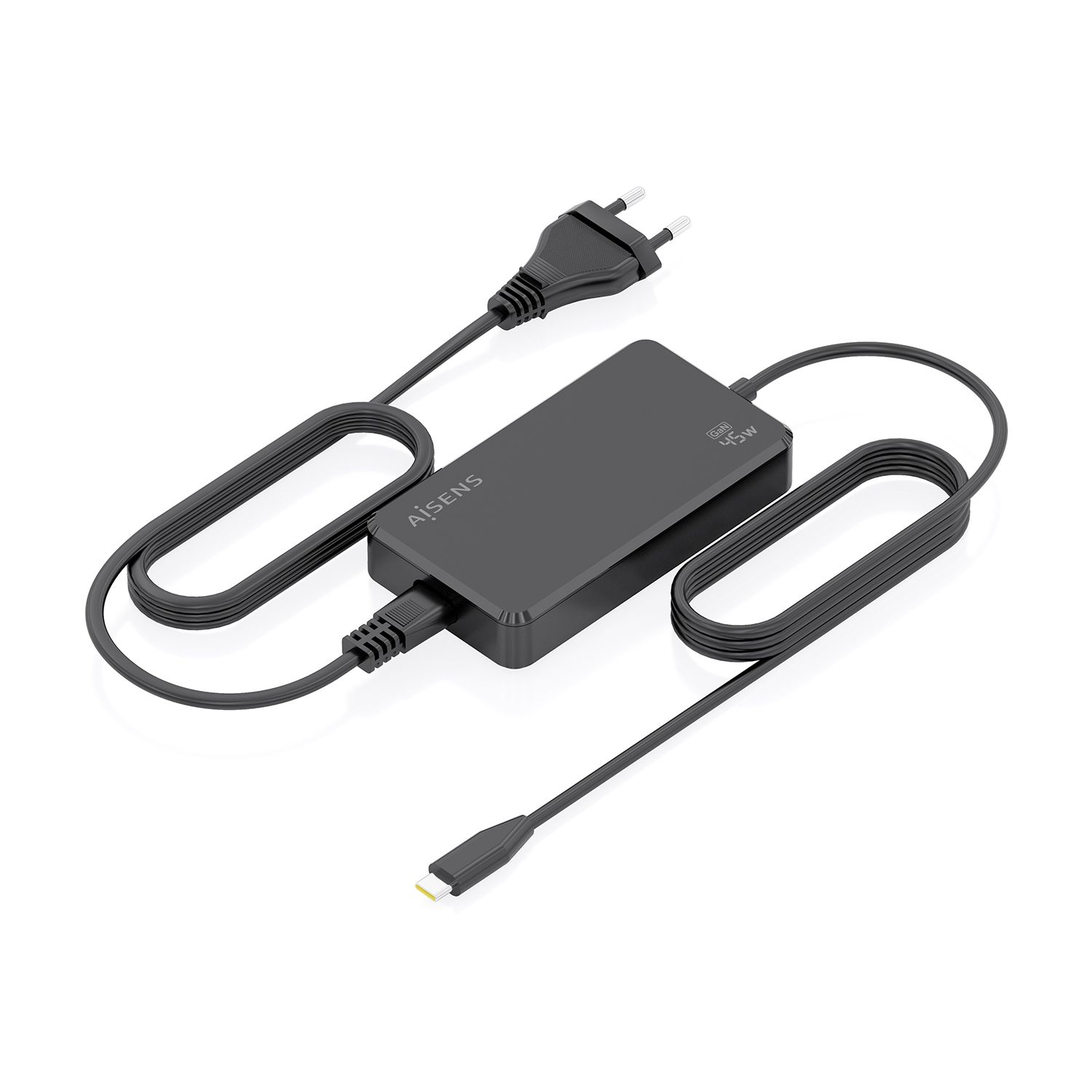 ASCH-1PD45D067-BK - Cargador AISENS Sobremesa GaN 45W PD3.0 1xUSB-C Cable DC 1.8m Negro(ASCH-1PD45D067-BK)