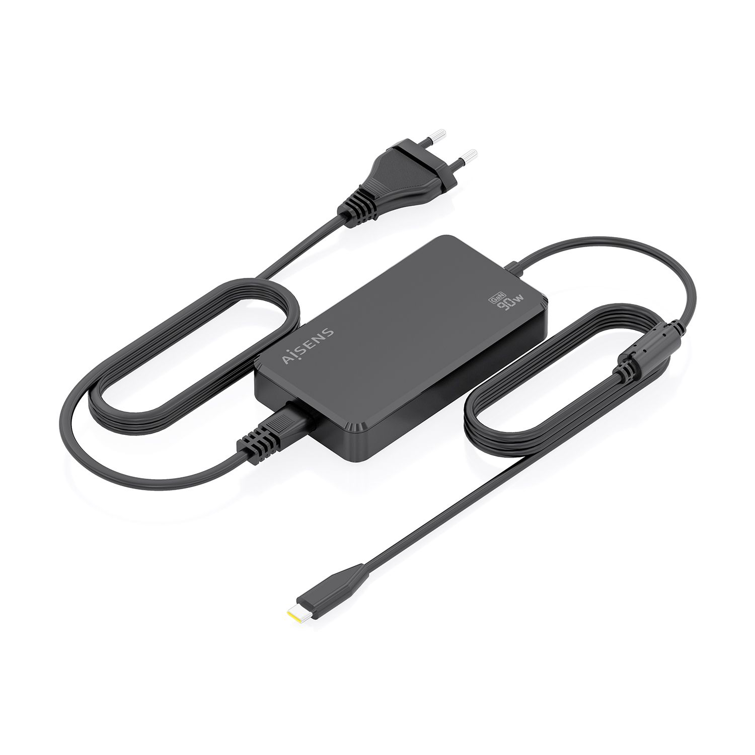 ASCH-1PD90D069-BK - Cargador Sobremesa Aisens GaN 90W PD3.0 1xUsb-C, cable DC 1.8m, Negro (ASCH-1PD90D069-BK)