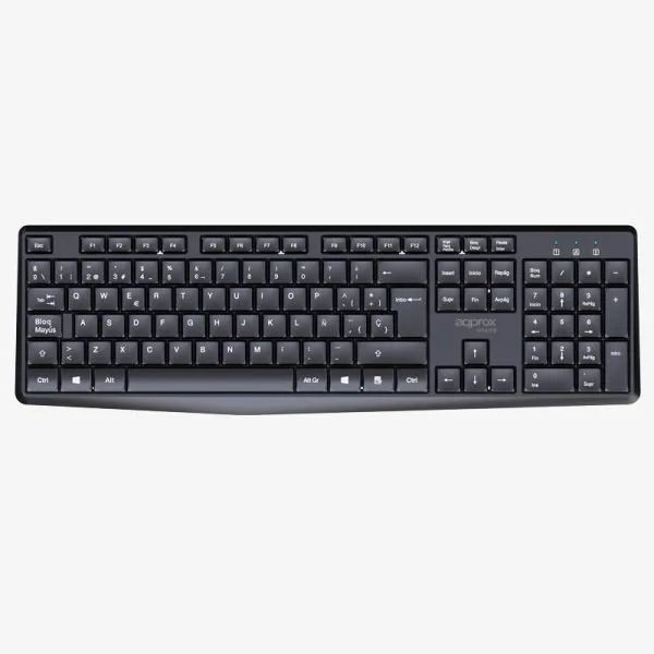APPMX420B - Kit Teclado + Ratn APPROX Multimedia 105 Teclas Wireless 2.4GHz 1000dpi 3 Botones Negro (APPMX420B)
