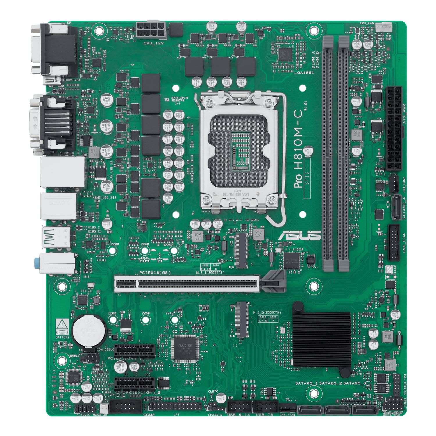 90MB1KHP-M0EAYC - ASUS PRO H810M-C-CSM: (1851) DDR5 HDMI VGA DVI DP 4Sata 6Gb/s ranura M.2 mATX (90MB1KHP-M0EAYC)