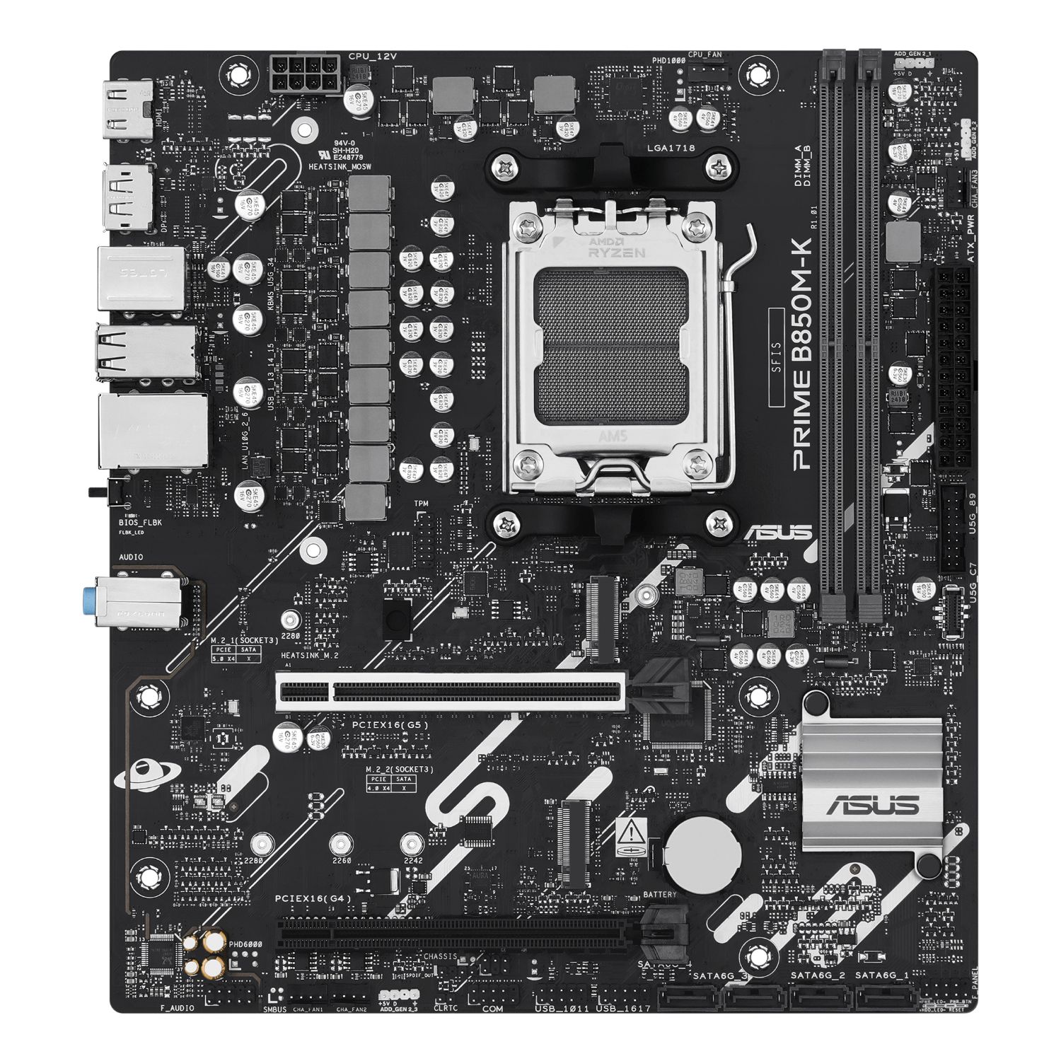 90MB1LV0-M0EAY0 - Placa base ASUS PRIME B850M-K: (AM5) 2DDR5 SATA3 M.2 USB HDMI DP RJ45 7.1 mATX Ethernet 2.5 GbE (90MB1LV0-M0EAY0)