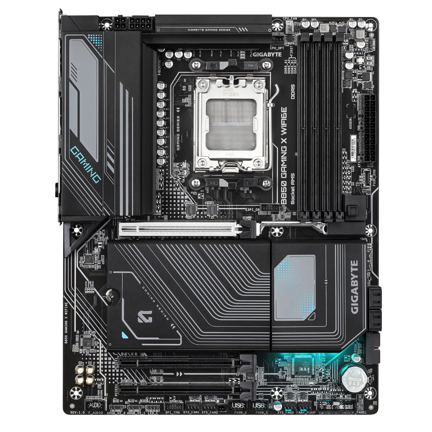 9MB85GMX6-00-G10 - Placa base GIGABYTE B850 GAMING X WIFI6E: (AM5) 4DDR5 4SATA3 M.2 USB HDMI DP RJ45 7.1 ATX WiFi 6E Bluetooth 5.3 Ethernet 2.5 GbE (9MB85GMX6-00-G10)