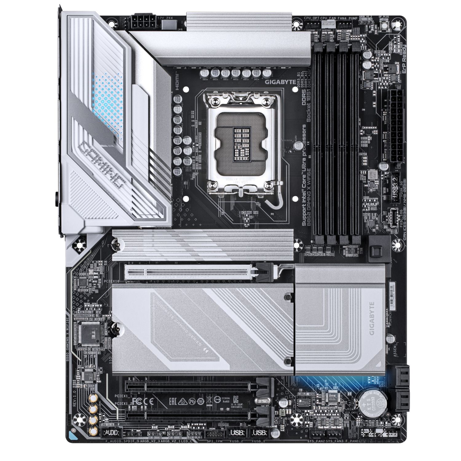 9MB86GMX6-00-G10 - Placa base GIGABYTE B860 GAMING X WIFI6E: (1851) 4DDR5 SATA3 M.2 USB HDMI DP RJ45 7.1 ATX WiFi 6E Bluetooth 5.3 Ethernet 2.5 GbE (9MB86GMX6-00-G10)