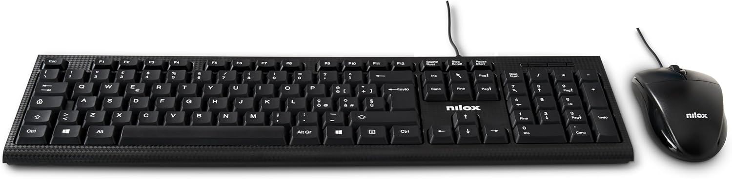 NXKMIT0011 - Kit Teclado + Ratn NILOX en Italiano USB 1600dpi Negro (NXKMIT0011)
