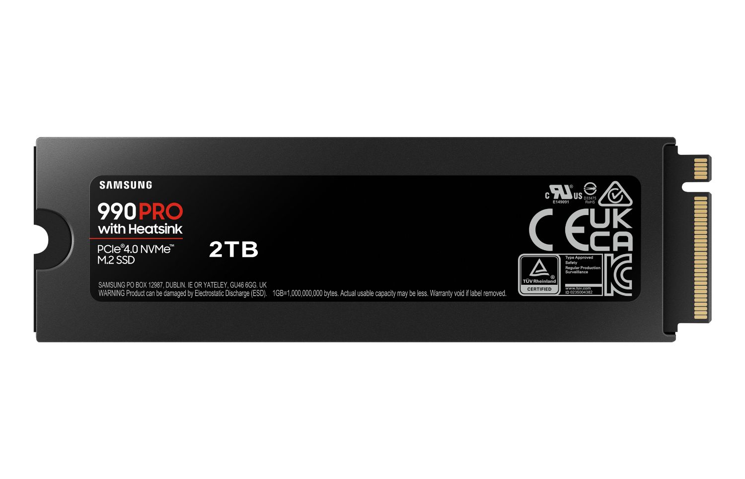 MZ-V9P2T0GW - Disco SSD Samsung 990 Pro 2Tb M.2 NVMe PCIe 4.0 V-NAND MLC Lectura 7450 Mb/s Escritura 6900 Mb/s Disipador Trmico PC/Consola de Videojuegos (MZ-V9P2T0GW)