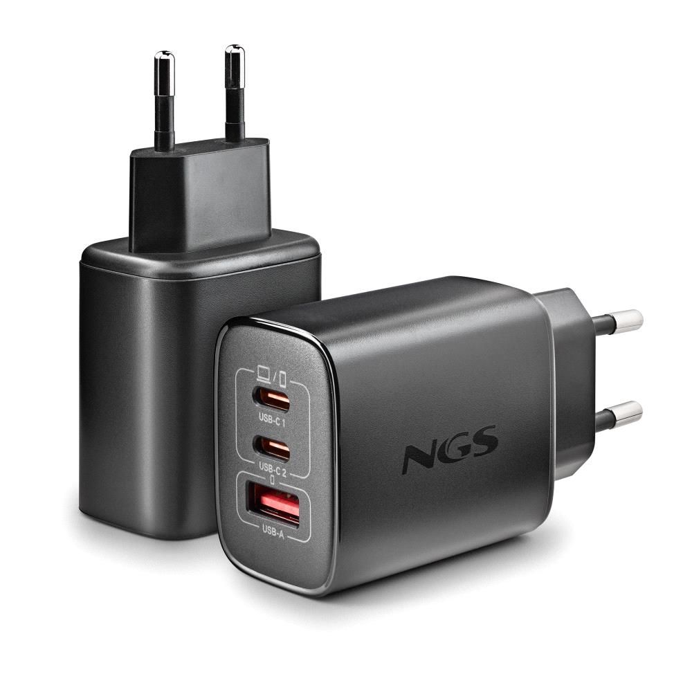 ERA65WBLACK - Cargador de Pared NGS Era 65W 2Usb-C 1Usb-A Negro (ERA65WBLACK)