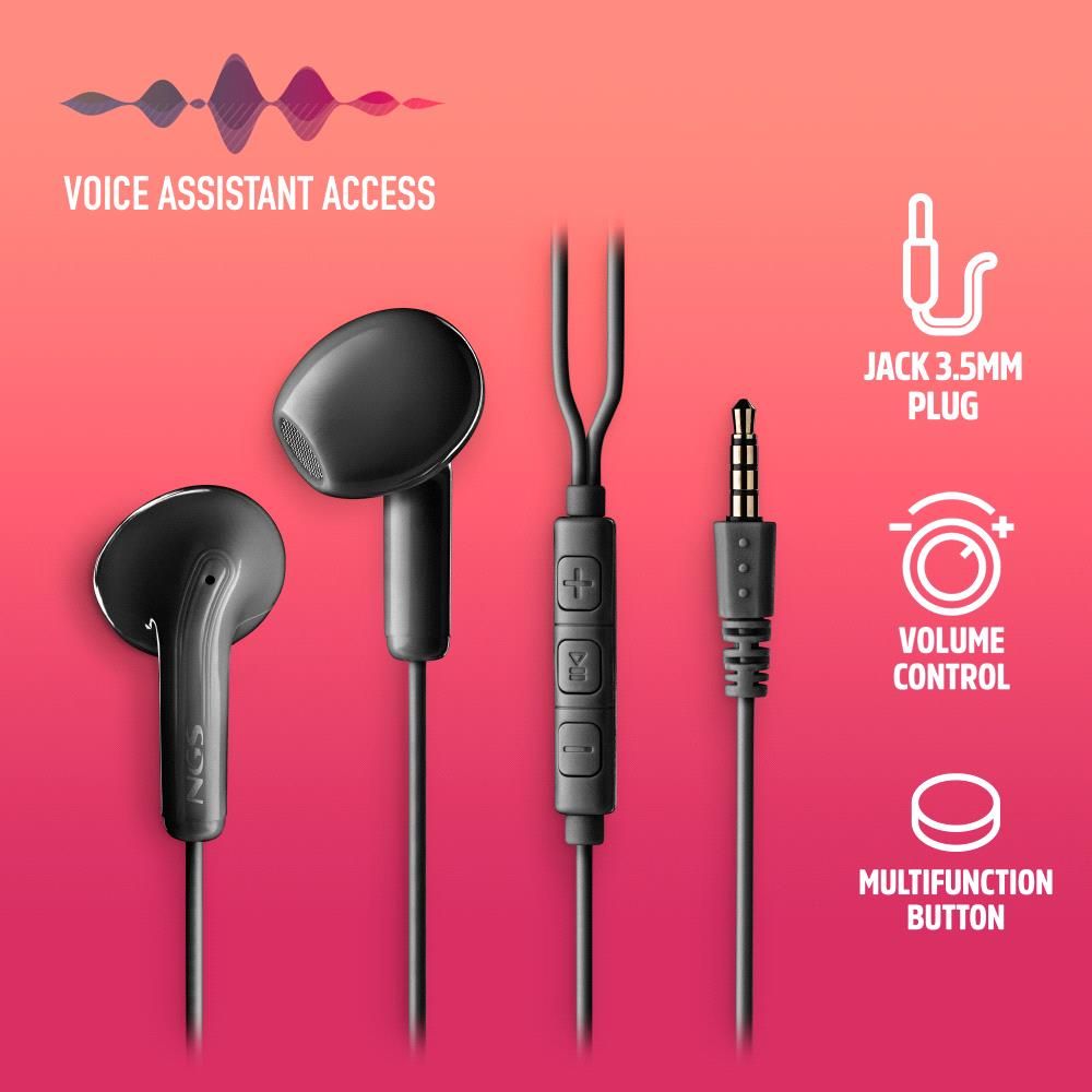 CROSSFLIPBLACK - Auriculares NGS Intraurales Jack3.5mm Negro (CROSSFLIPBLACK)